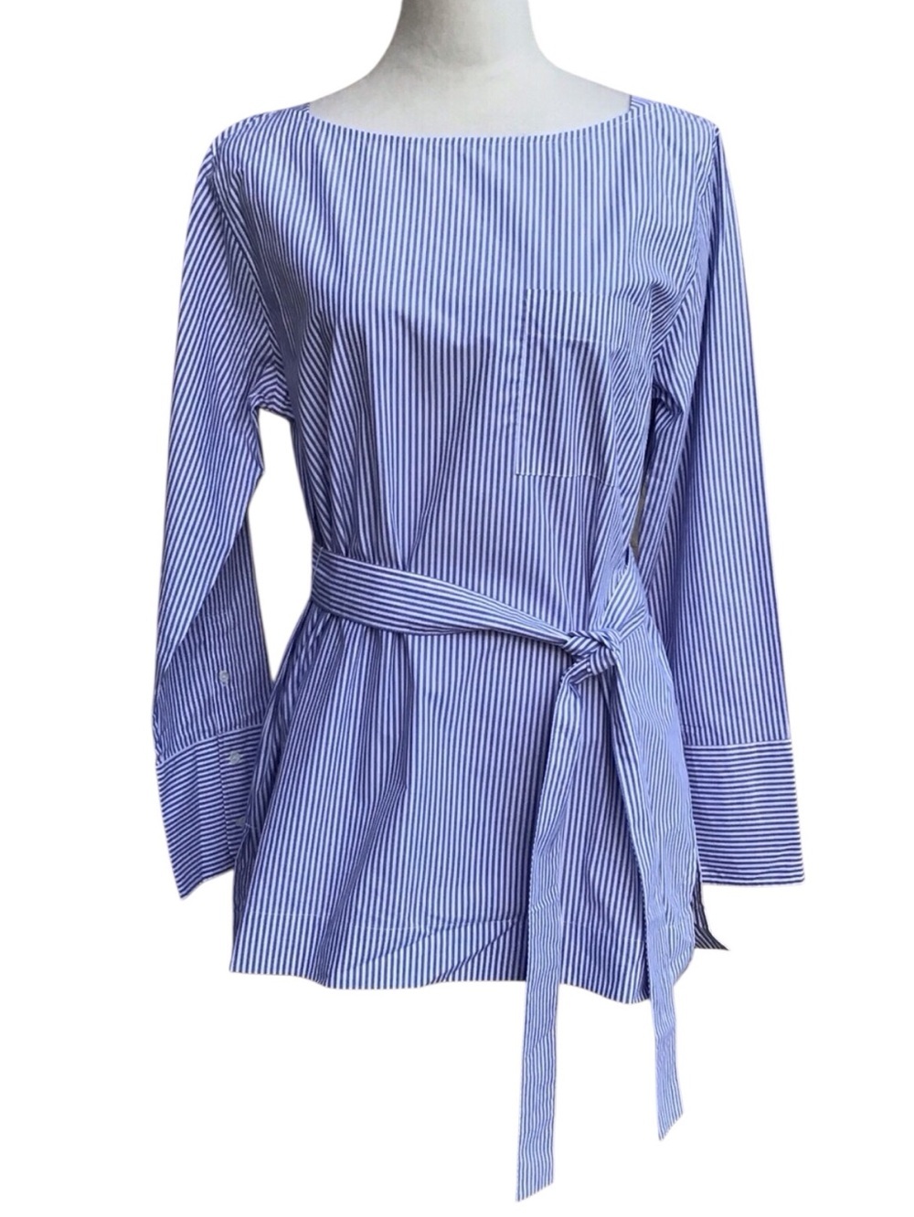 J Crew Blue White Stripe Cotton Long Sleeve Tunic NWT